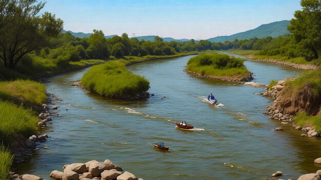 El río dentro de la aldea