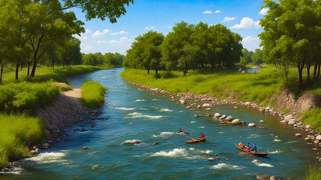 Foto el río dentro de la aldea