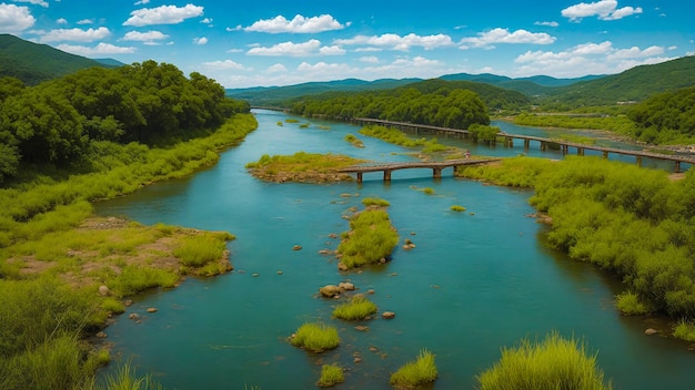 Foto el río dentro de la aldea