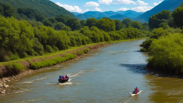 Foto el río dentro de la aldea