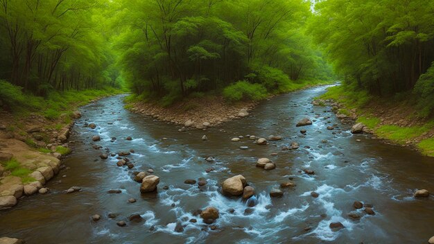 El río dentro de la aldea