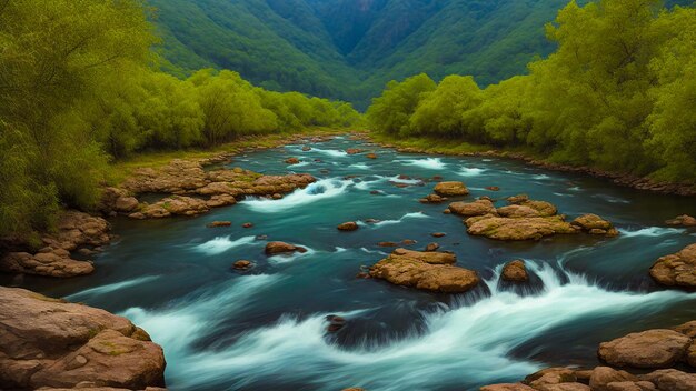 Foto el río dentro de la aldea