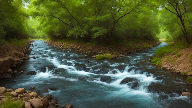 Foto el río dentro de la aldea