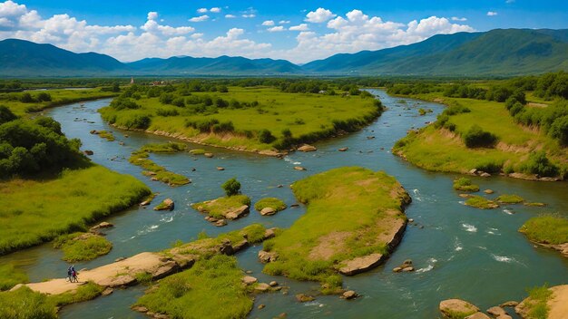 Foto el río dentro de la aldea