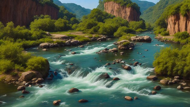 Foto el río dentro de la aldea