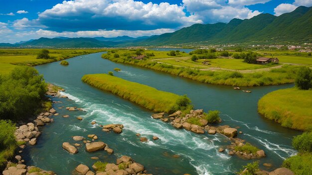 Foto rio dentro da aldeia