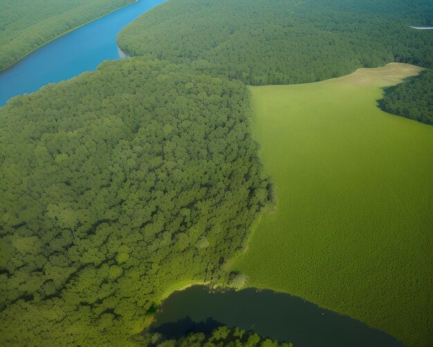 Un río fluye a través del bosque.