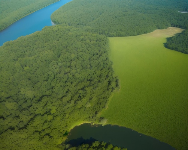 Un río fluye a través del bosque.