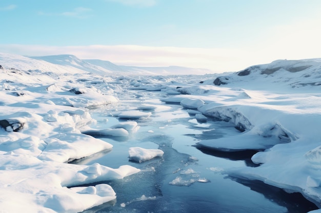 un río con hielo y nieve