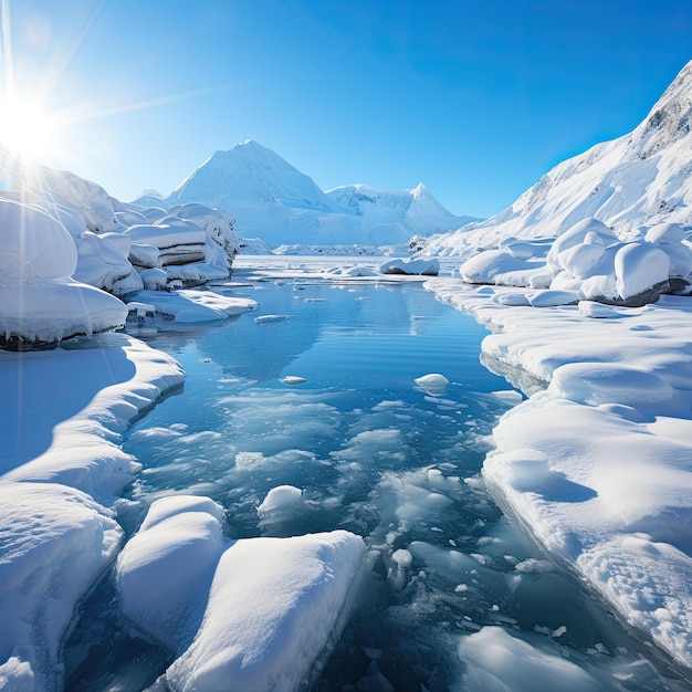 un río con hielo y nieve