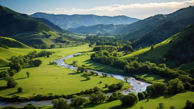 Río en las montañas Generativo Ai