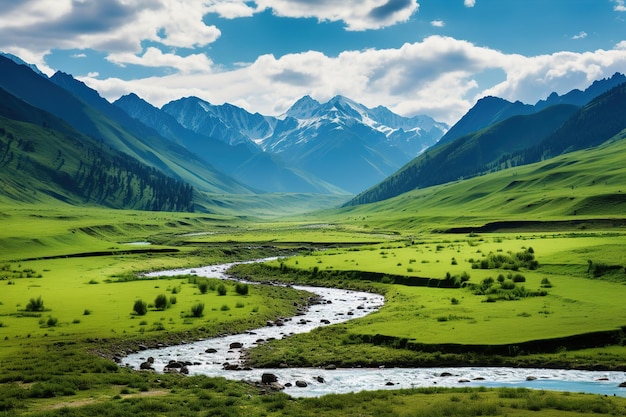 Foto río en las montañas generativo ai