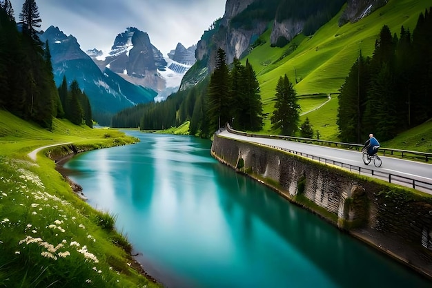 Foto un río en las montañas