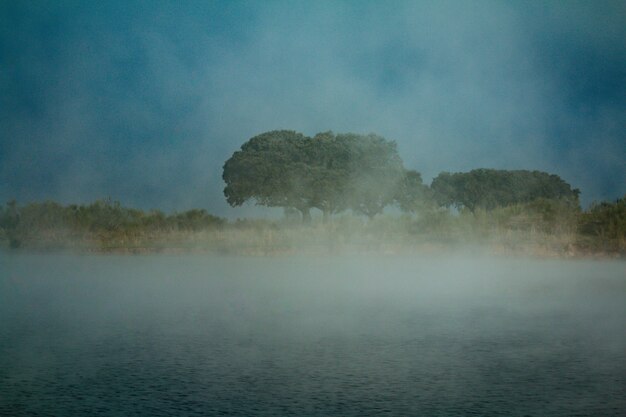 Río con mucha niebla sobre el agua