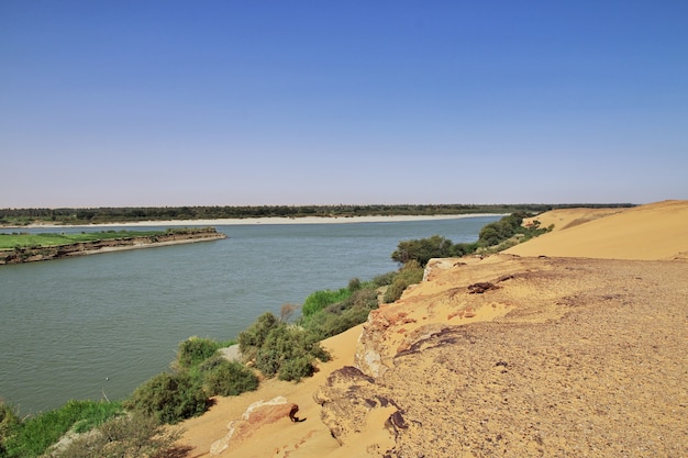 El río Nilo, Old Dongola en Sudán, Sahara deser, África