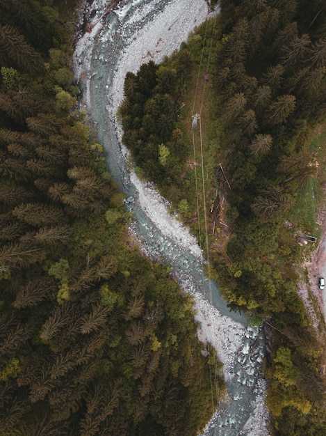 Un río que fluye a través del bosque en Italia