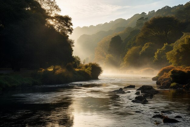 Foto río que fluye a través del paisaje natural