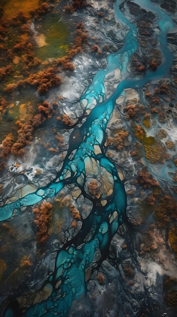 Un río que fluye a través de un río