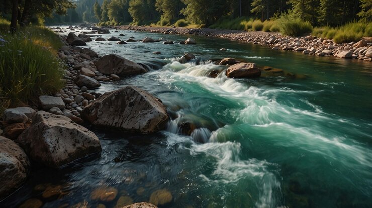 un río con un río corriendo a través de él
