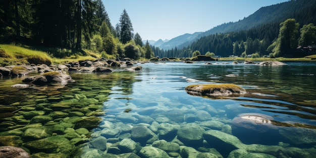 El río Rocky fluye a través del paisaje