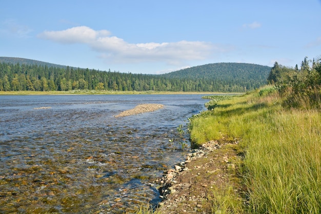 Río Ural del norte de Rusia en el parque nacional