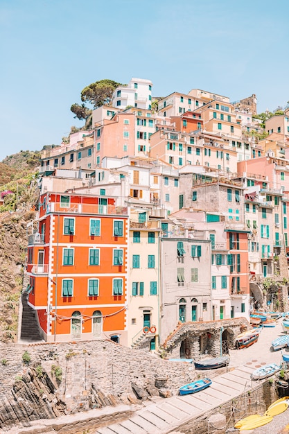 Riomaggiore in alten Cinque Terre, Ligurien, Italien