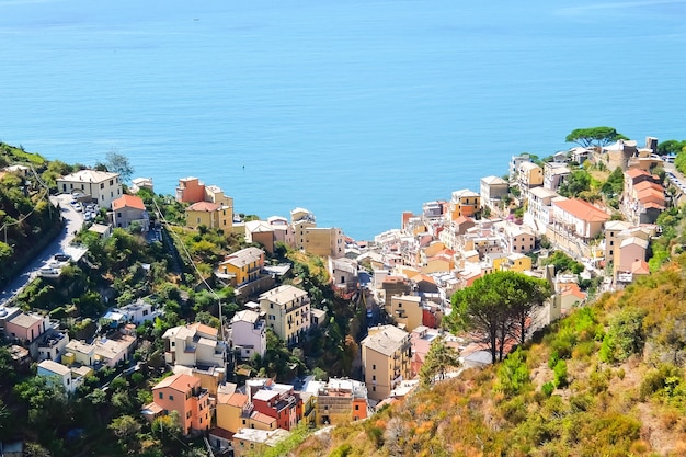 Riomaggiore Italien Stadtbild von Riomaggiore Blick vom Hügel