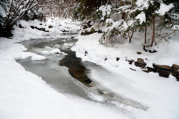 Ríos en invierno con nieve y hielo.