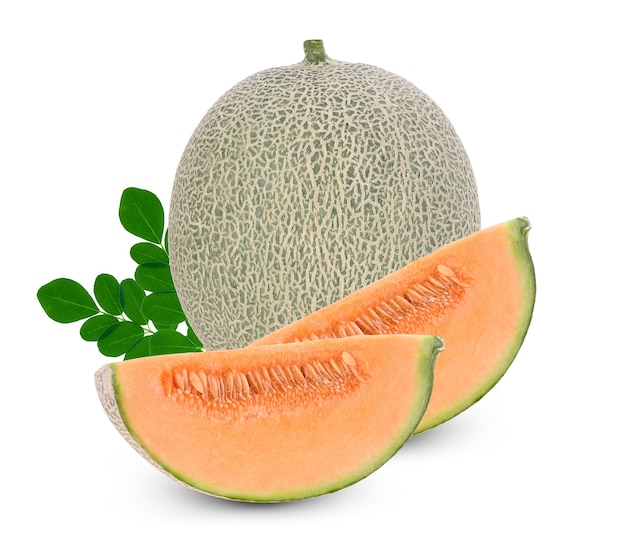 Foto rip cantaloupe isoliert auf weißem hintergrund