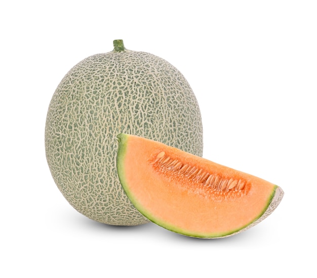 Rip Cantaloupe isoliert auf weißem Hintergrund