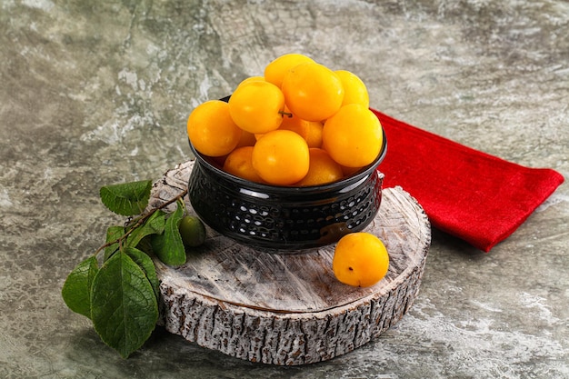 ripe sweet juicy yellow plum