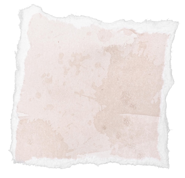 Ripped beige Aquarell Papier Notiz Nachricht isoliert auf weißem Hintergrund Vorlage