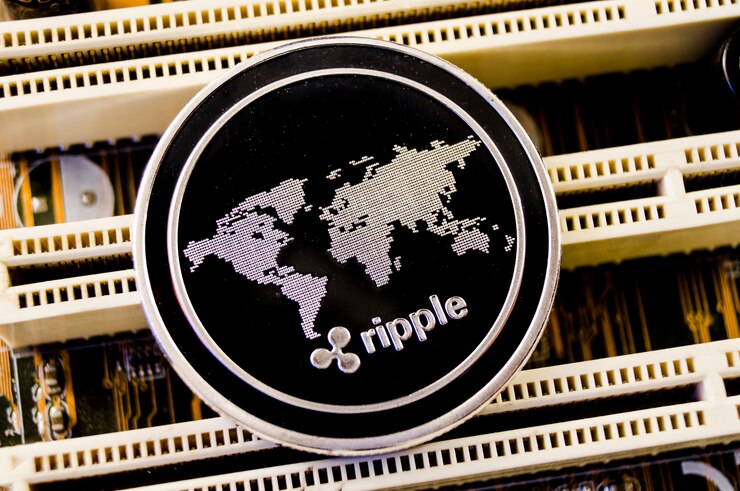 Foto ripple es una forma moderna de intercambio y esta moneda criptográfica.