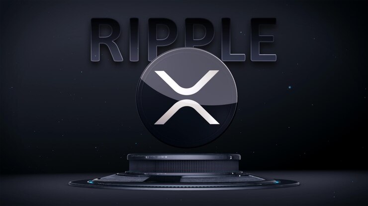 Ripple xrp 3d ilustração poster design youtube miniatura modelo de criptomoeda