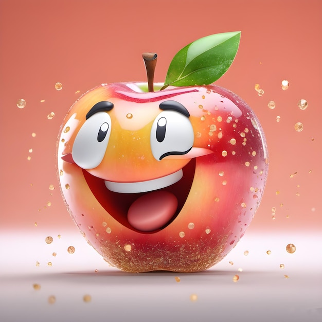 Risa feliz emoji manzana