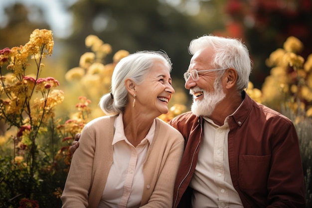 Foto risa feliz pareja casada hablando riendo sentados juntos abrazándose