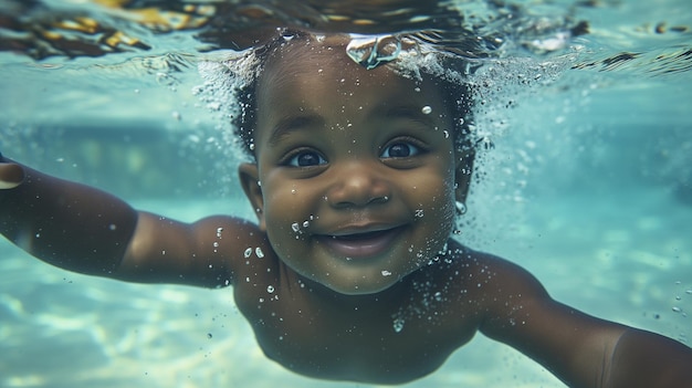 Risa líquida Bebés sonriendo bajo el agua Sesión