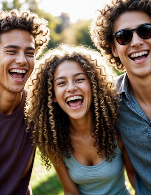 Foto las risas en la luz los momentos sinceros con los amigos