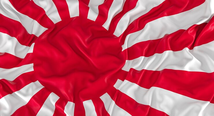 Foto rising sun flag versão japonesa em 3d
