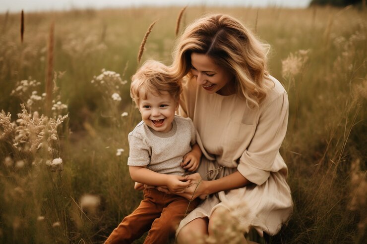 Foto riso e abraços mãe e filho foto