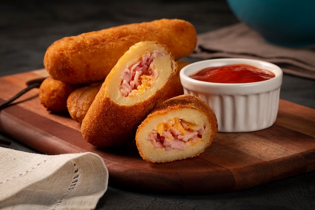 Risoles fritos ou Risol Risoles recheados com queijo e presunto