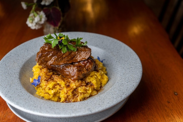 Risoto de carta de alpaca, plato típico del Perú