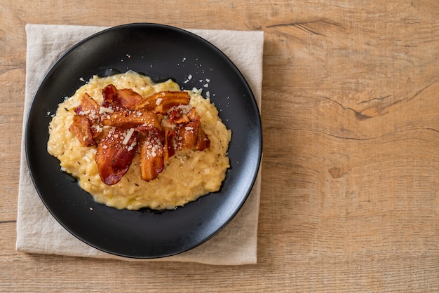 risoto com bacon crocante