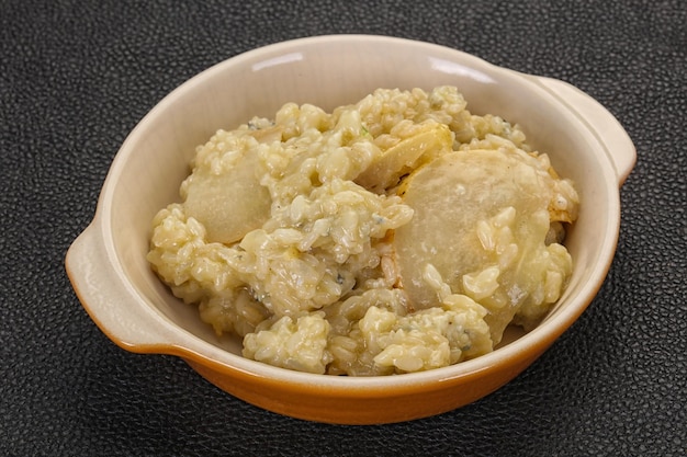 Risoto com pêra e gorgonzola