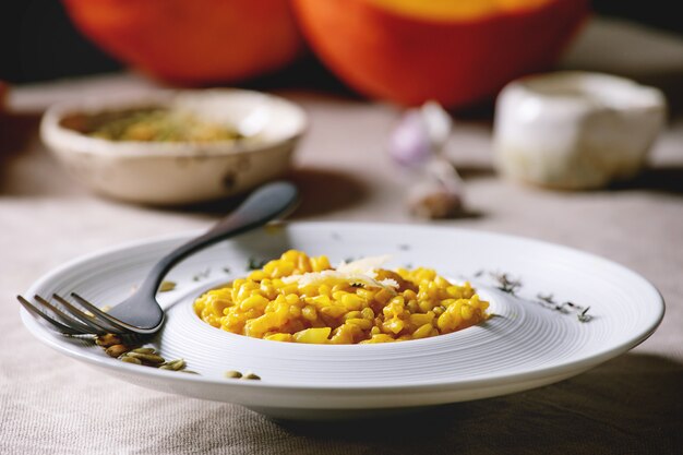 Risoto de abóbora tradicional com ingredientes