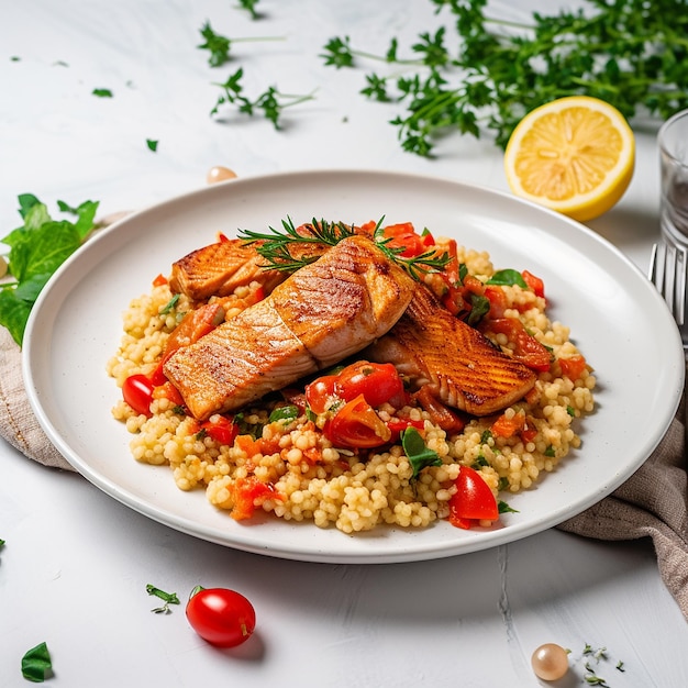 Risoto de Cuscuz com Tomate Salmão e Páprica