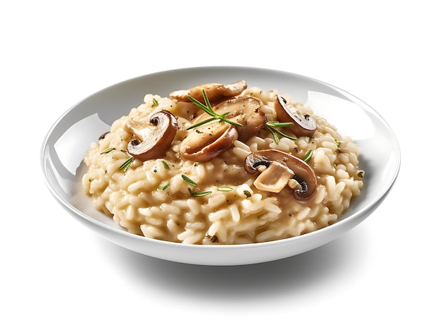 Risotto ai Funghi auf weißem Hintergrund