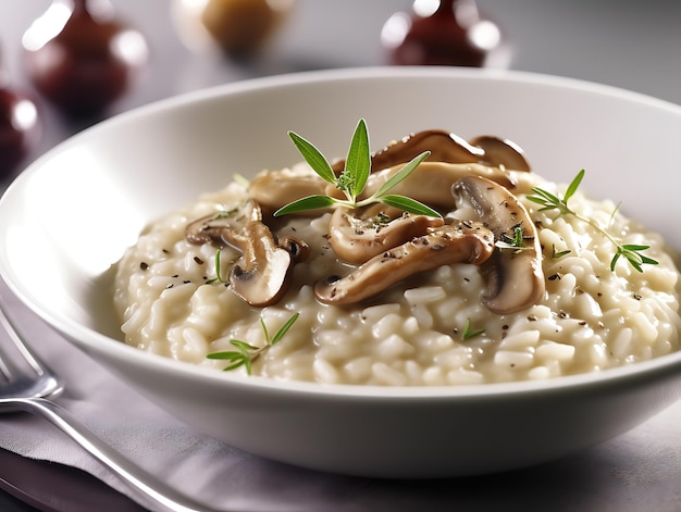 Risotto ai Funghi em fundo branco