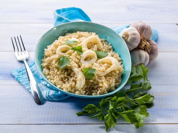 Risotto con anilla de calamar