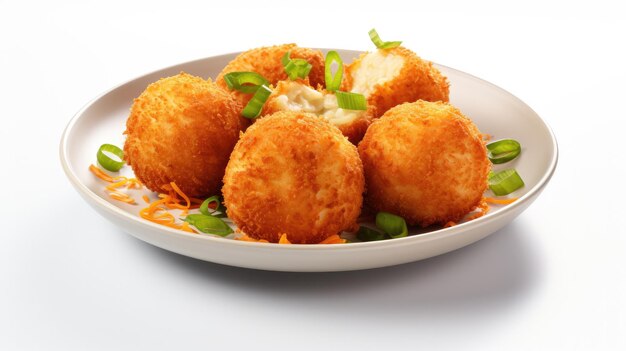 Risotto Arancini frito en casa con albahaca y marinara aislados